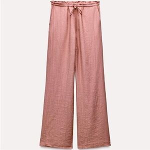 🌿 Zara Pink Wide Leg Crepe Pants